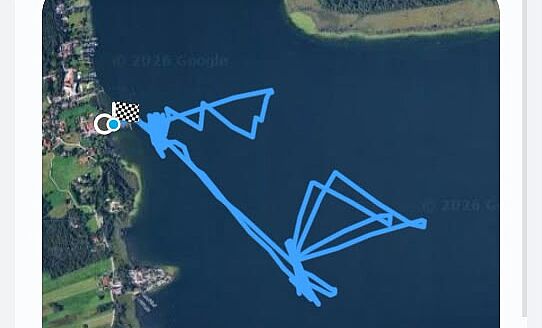 GPS-Aufzeichnung von Dr. Matthias Gebauer am Tag der drei Wettfahrten.